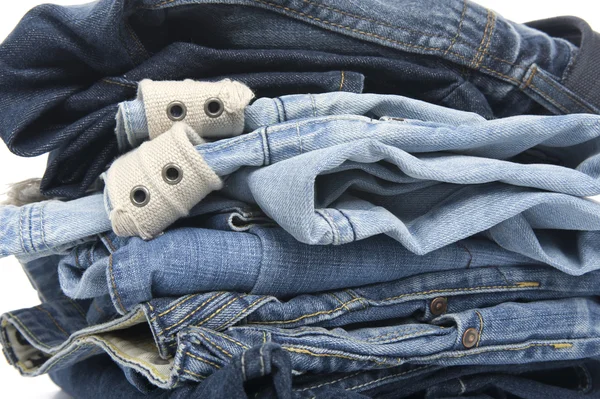 Jeans em close-up branco — Fotografia de Stock