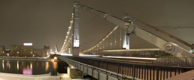 Panorama Bridge in the night city clipart