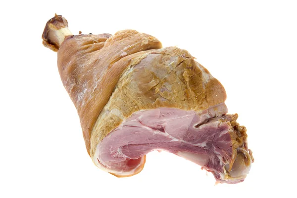 Gammon di carne di maiale su un osso su bianco — Foto Stock