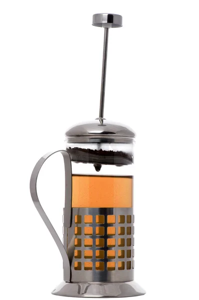 Máquina de café imprensa com chá — Fotografia de Stock