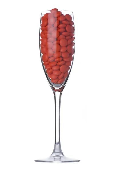 Tablet op glas wijn — Stockfoto