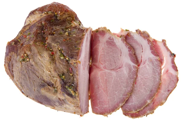 Gammon-Schweinefleisch aus nächster Nähe schneiden — Stockfoto