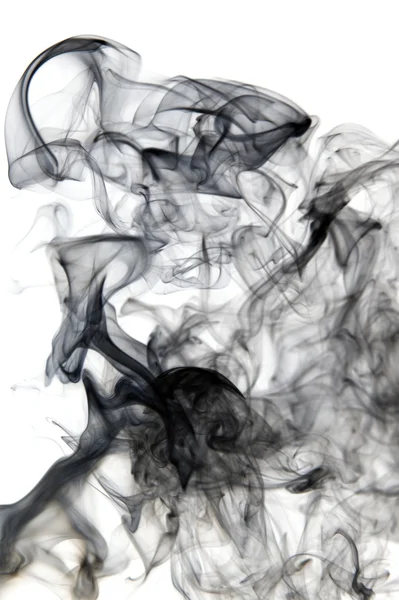 Black smoke on white background — Stock Photo, Image