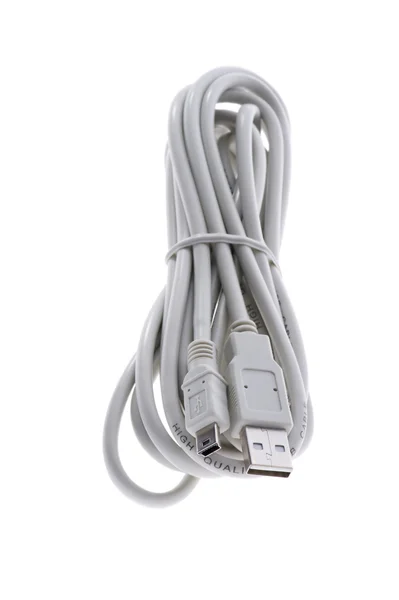 Bilgisayar kablo üzerinde beyaz izole — Stok fotoğraf