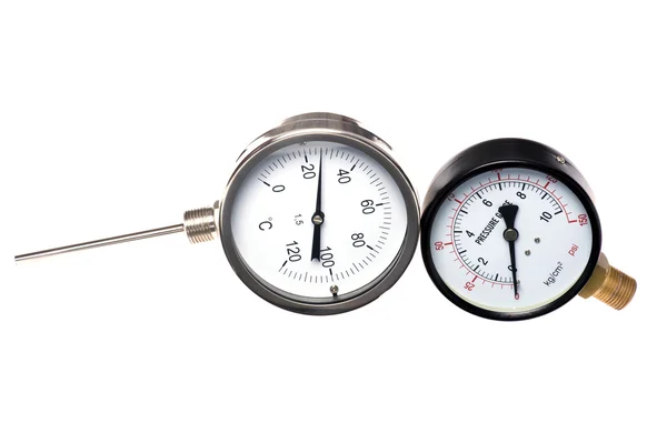 Thermometer und Manometer — Stockfoto