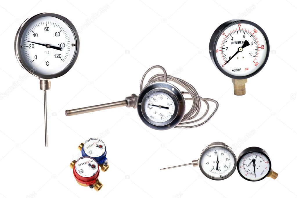 Measuring instruments on white