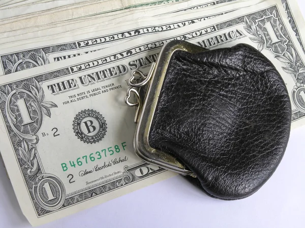 Dólares y bolso — Foto de Stock