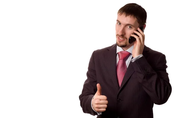 Business man talking on cell phone — Stock Photo, Image