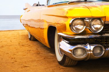 Classic yellow flame painted Cadillac clipart