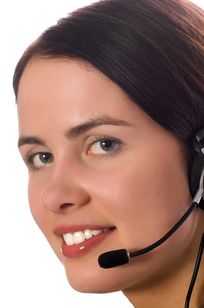 Operador de línea directa con auriculares — Foto de Stock