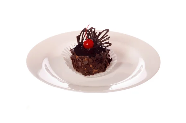 Schokoladenkuchen (isoliert auf weiß)) — Stockfoto