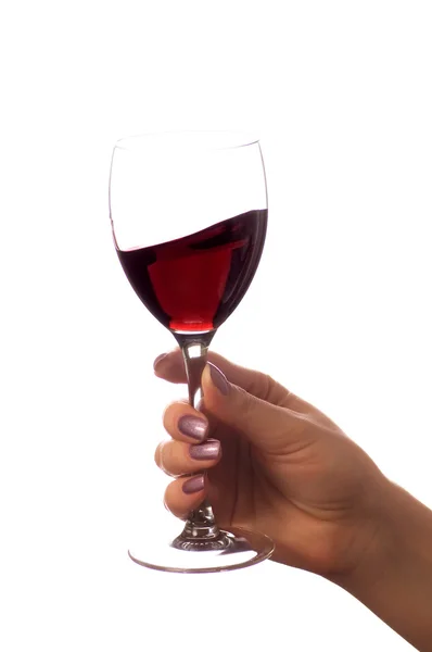 Glas rode wijn (geïsoleerd op wit) — Stockfoto
