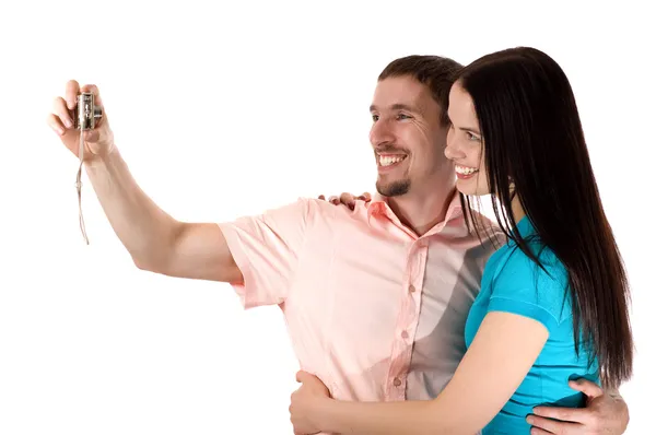 Νεαρό ζευγάρι βγάζει φωτογραφία τον εαυτό του. — Φωτογραφία Αρχείου