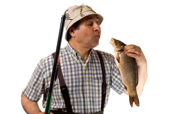 Olta ve onun catch ile balıkçı — Stok fotoğraf