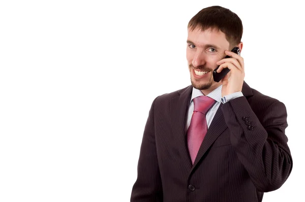 携帯電話で話してビジネス男 — ストック写真