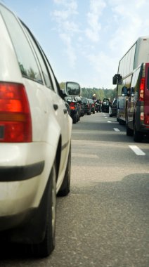 Traffic jam on a highway clipart