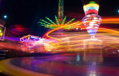 Amusement park at night clipart