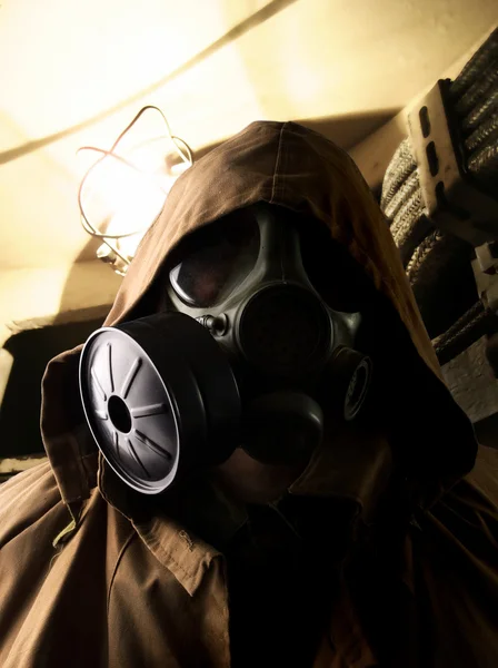 stock image Soldier in the underground bomb shelter