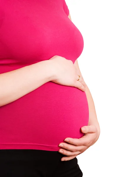 Primer plano del vientre de la mujer embarazada — Foto de Stock