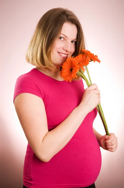 Joyful beautiful pregnant woman — Stock Photo, Image