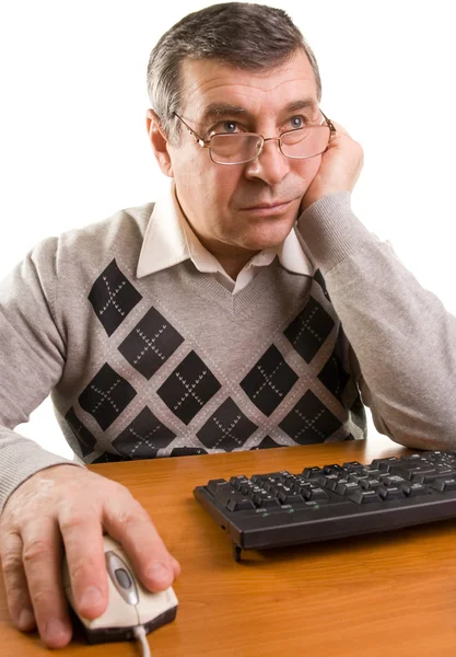 Starszy mężczyzna z komputerem — Zdjęcie stockowe