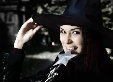 Witch in the hat clipart