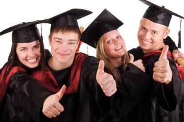 Group of happy graduated students clipart