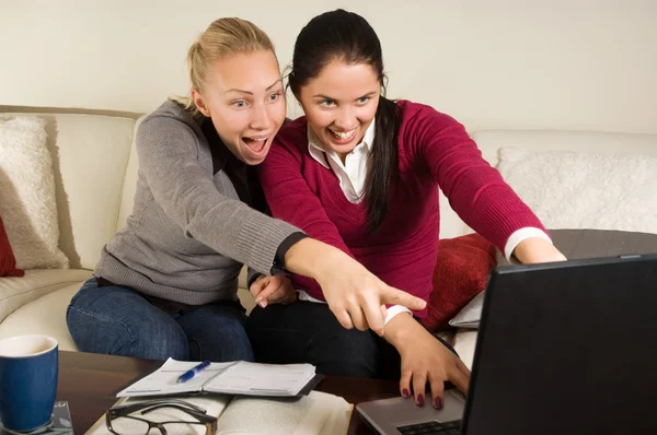 Meisjes met laptop in het kantoor — Stockfoto