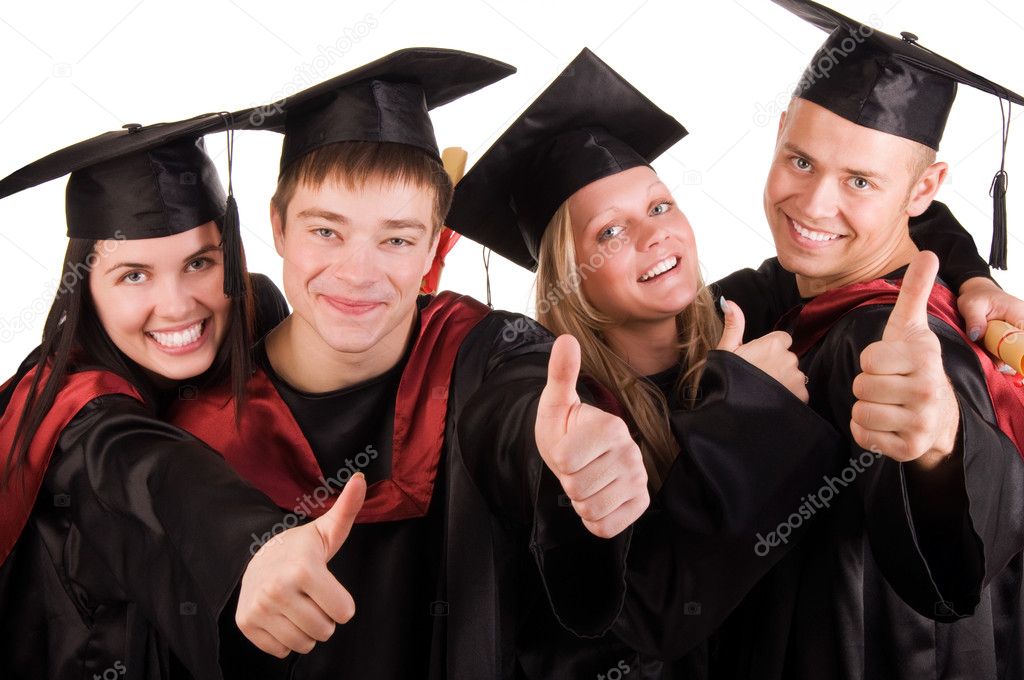 Group of happy graduated students