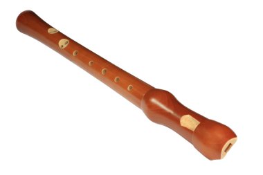 Wood recorder on white clipart
