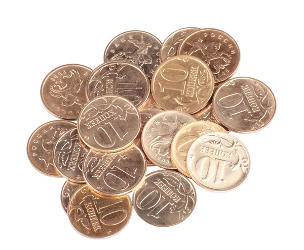 Scattering of coins close up — Stock Photo, Image