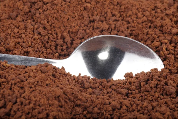 Kawa rozpuszczalna i łyżeczka — Zdjęcie stockowe