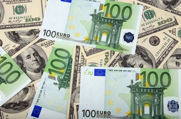 Dollár és az euro-bankjegy — Stock Fotó