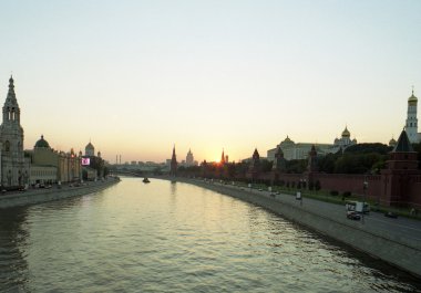 Sunset above Moscow Kremlin clipart