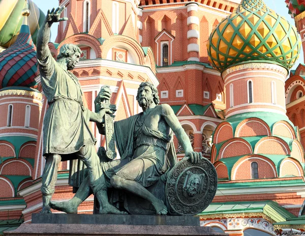 stock image Blessed basil cathedral and Statue