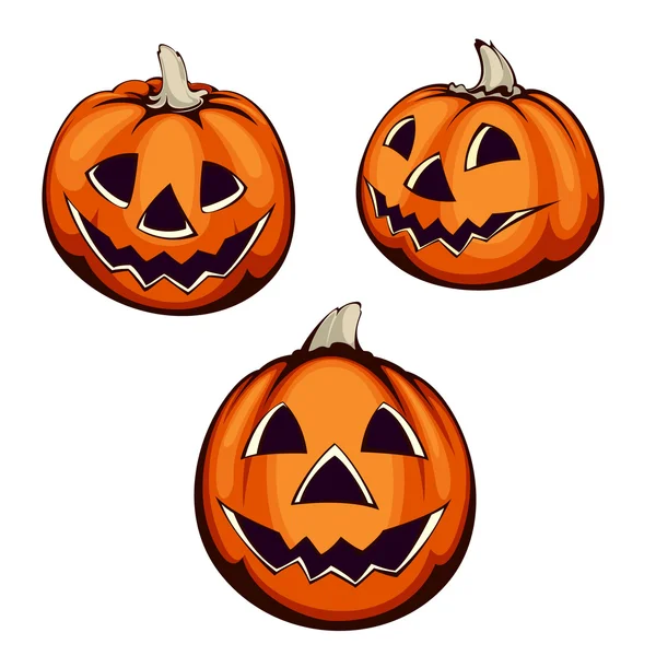 Set aus drei Halloween-Kürbissen — Stockvektor