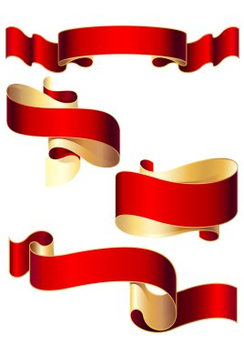 Set of four red ribbons clipart