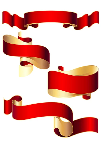 4 つの赤いリボンのセット — ストックベクタ
