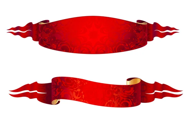 Набор из двух красных лент — стоковый вектор
