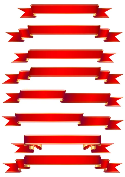 Ensemble de 8bannières rouges — Image vectorielle