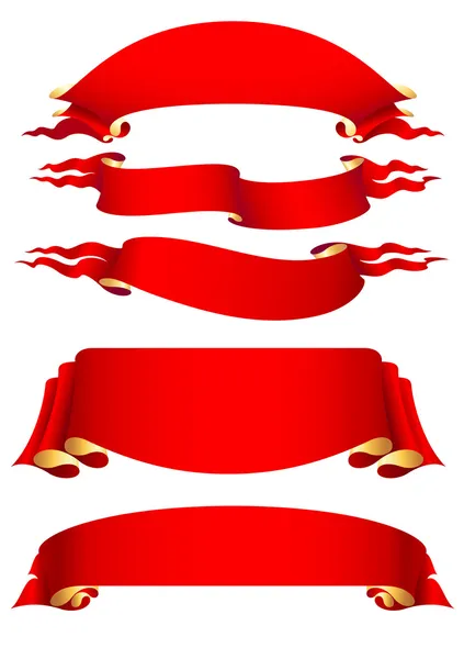 Set di 5 bandiere rosse — Vettoriale Stock