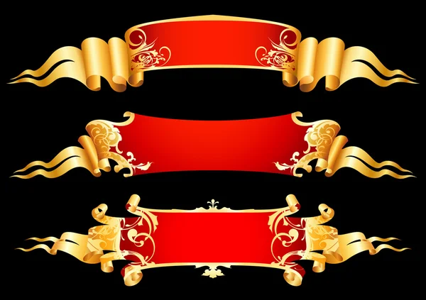 Ensemble de 3bannières rouges — Image vectorielle