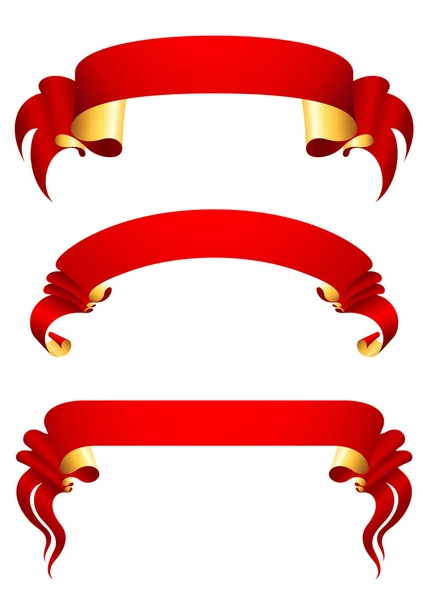 Ensemble de 3bannières rouges — Image vectorielle
