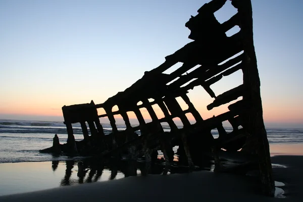 stock image Shipwreck at night fall on Oregon coast