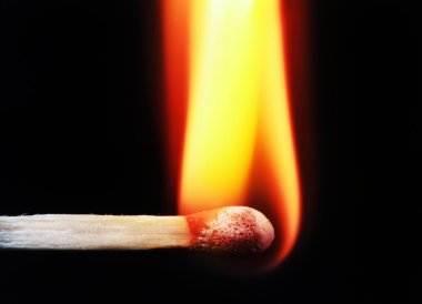 Wooden match on fire clipart