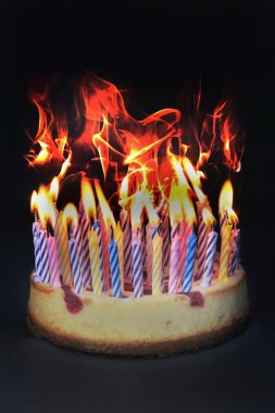 Birthday cake on fire clipart