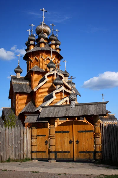 Gates to wooden church — Stock Photo, Image
