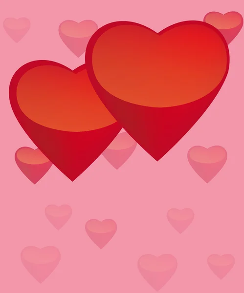 Два серця на рожевому фоні — стоковий вектор