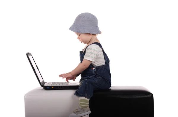 Little boy with a laptop — Stock Photo, Image