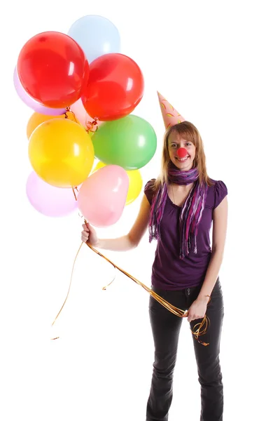 stock image Girl with colored baloons